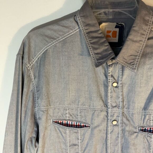 Men’s Hugo Orange Hugo Boss Snap Up Shirt, XL. Grey - Picture 13 of 16